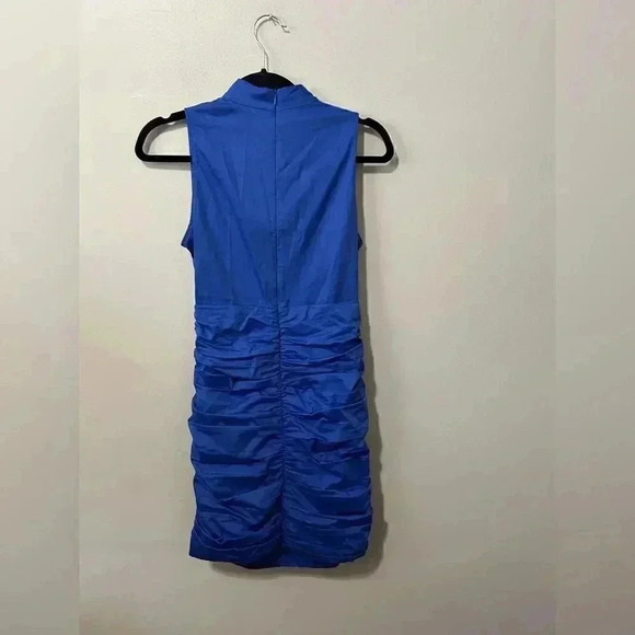 NWT ZARA BLUE STRETCH RUCHED DRESS XS - Picture 6 of 6